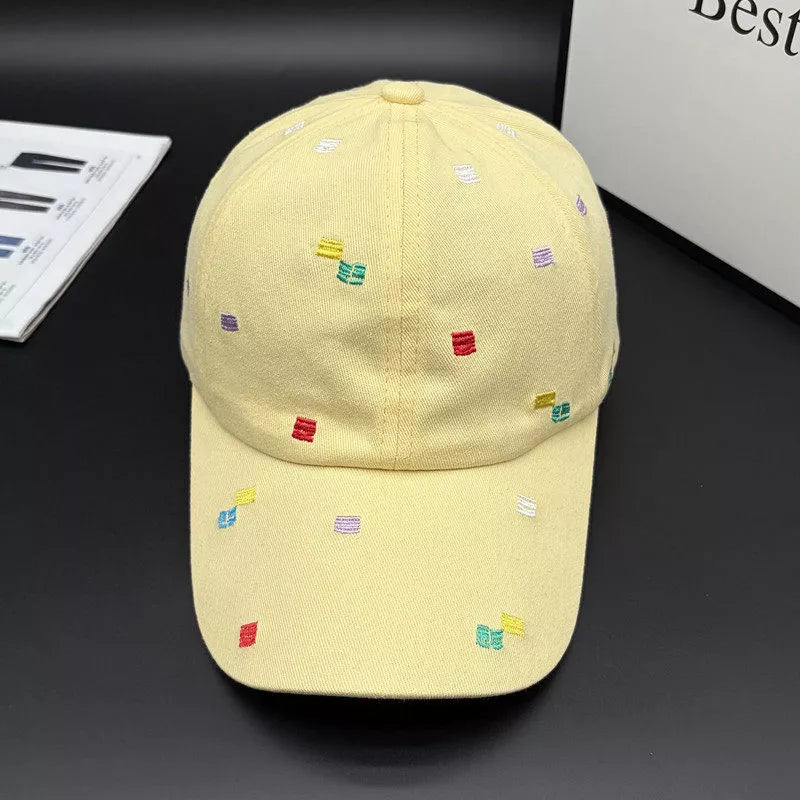 Close up of the embroidery detail on the cap crown