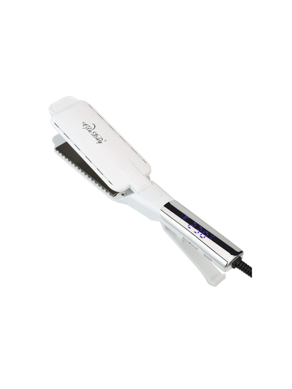 White adjustable temperature hair straightener front view