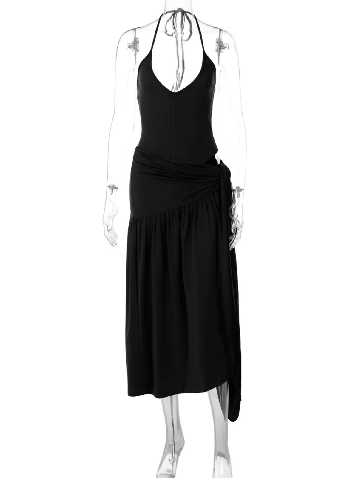Ruched bodysuit maxi skirt styled evening look