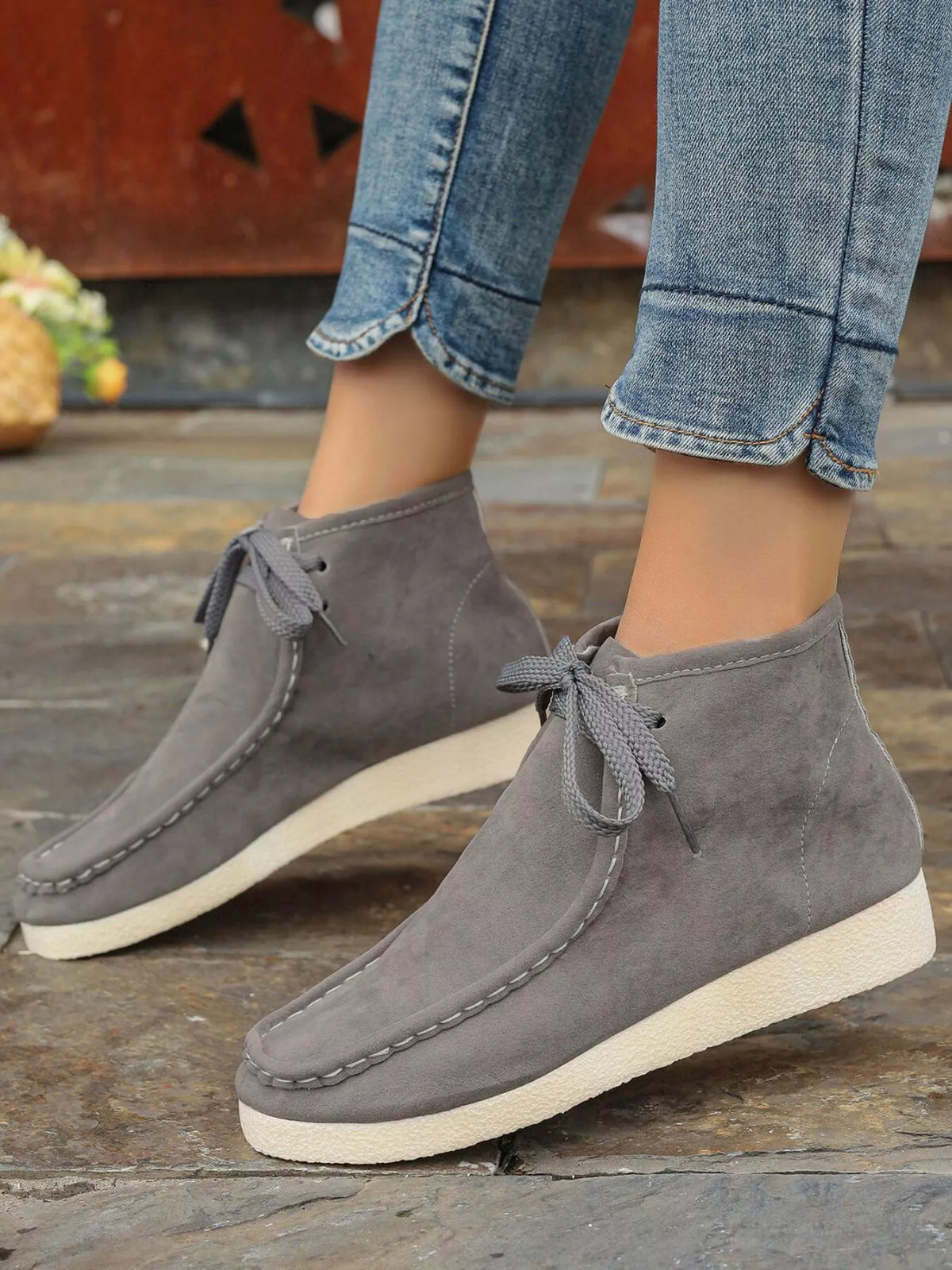 Lace Up Wedge Ankle Boots heel and platform detail