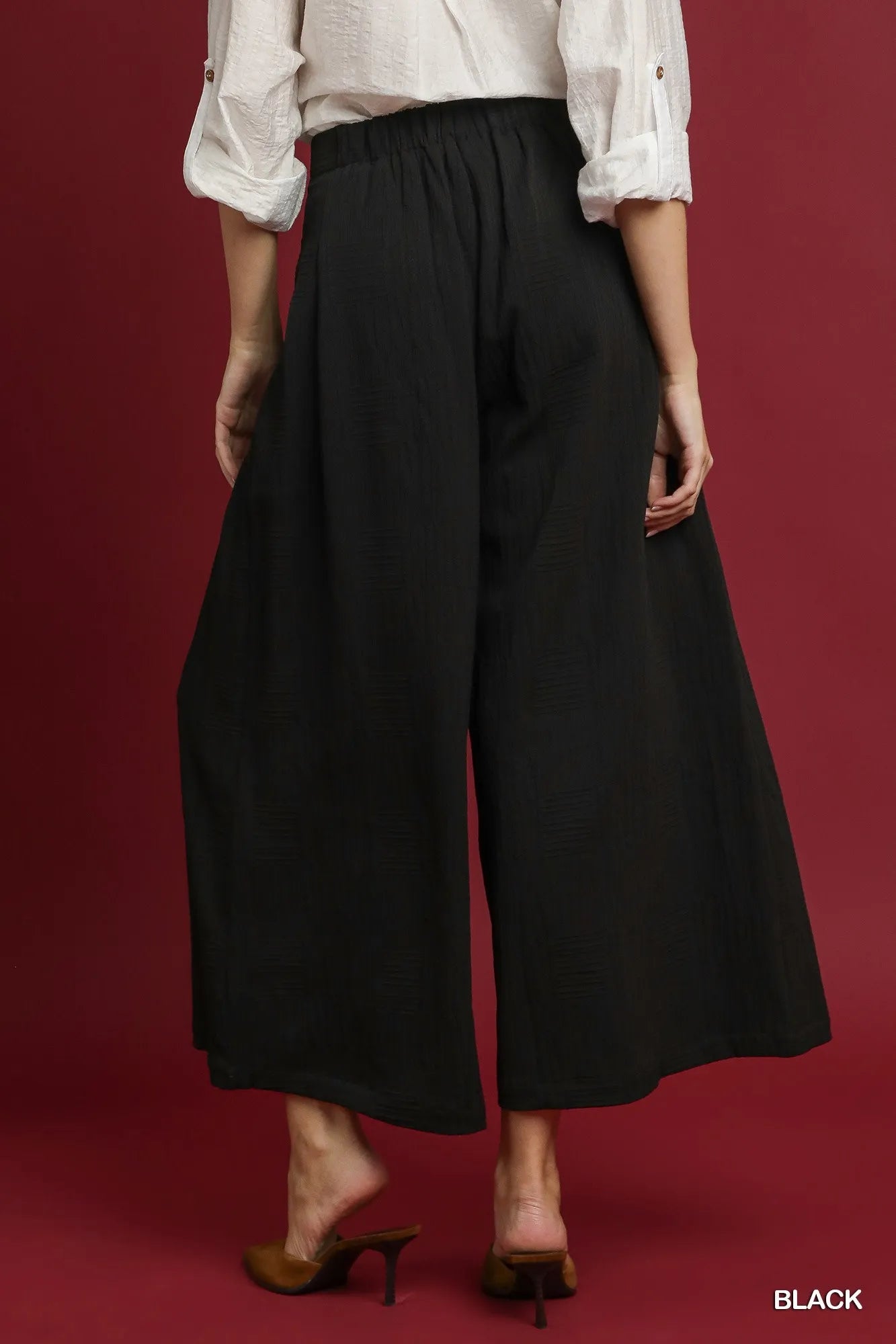 Umgee Elastic Waist Wide Leg Pants - Fashorio