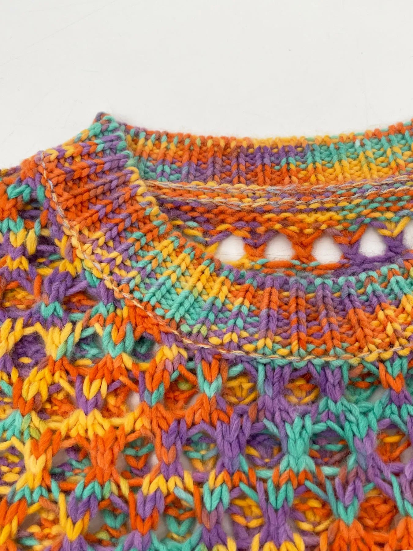 Rainbow Crochet Hollow Out Cropped Sweater - Fashorio