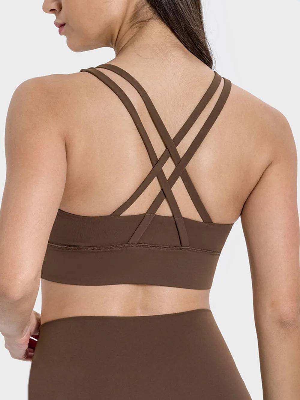 Crisscross scoop neck active tank styled view