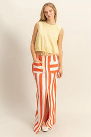 HYFVE Striped Pocket Detail Maxi Skirt TOMATO CREAM - Fashorio
