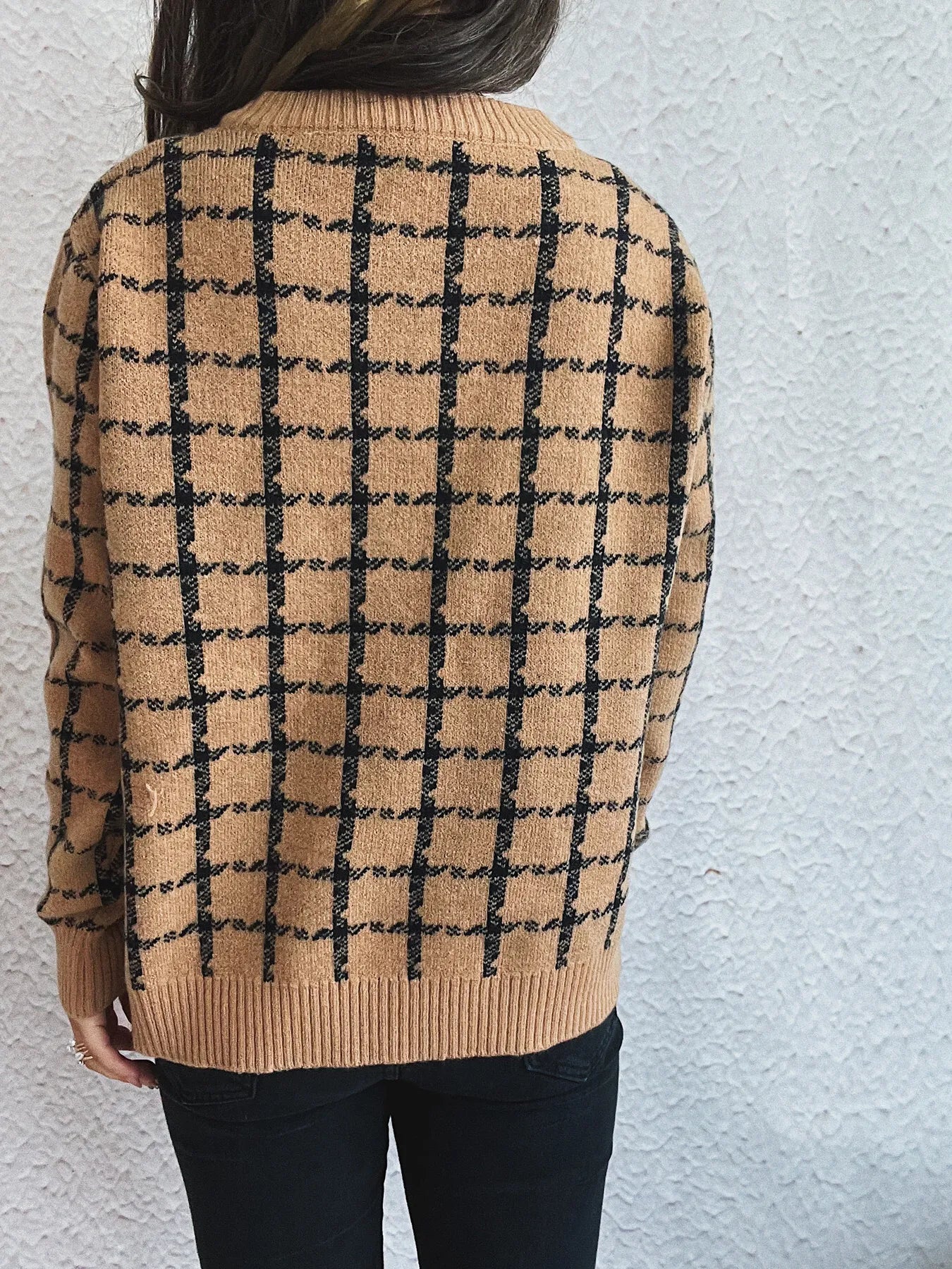 Plaid Pattern Zip Up Cardigan - Fashorio