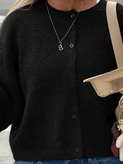 Button-Up Cropped Sweater Cardigan - Fashorio