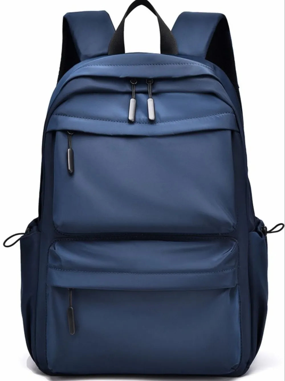 Navy leather backpack front view