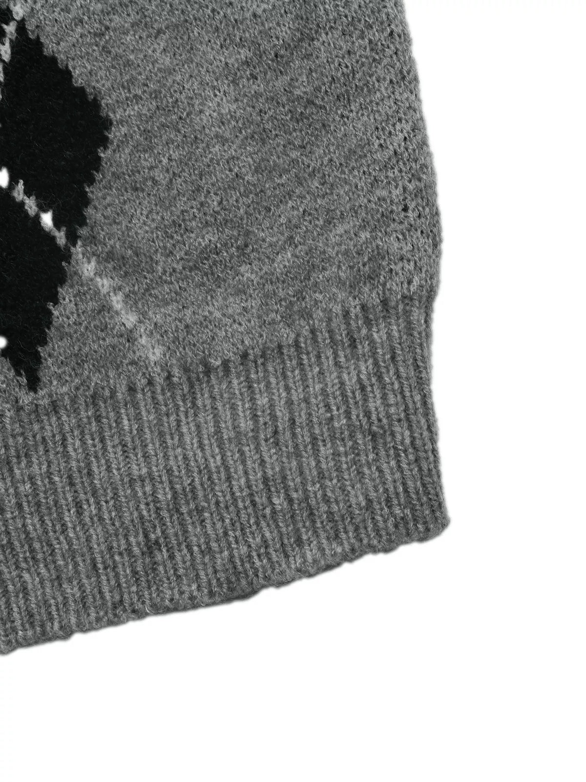 Argyle Polo Collar Ribbed Sweater view 8