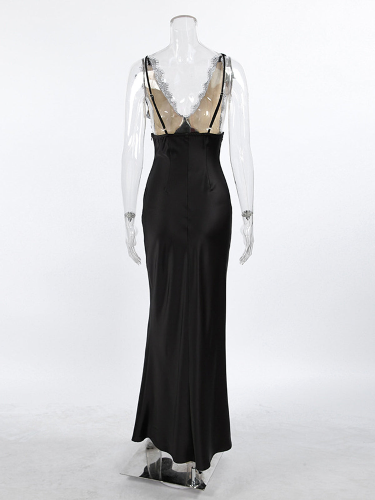 Black slip midi dress side view