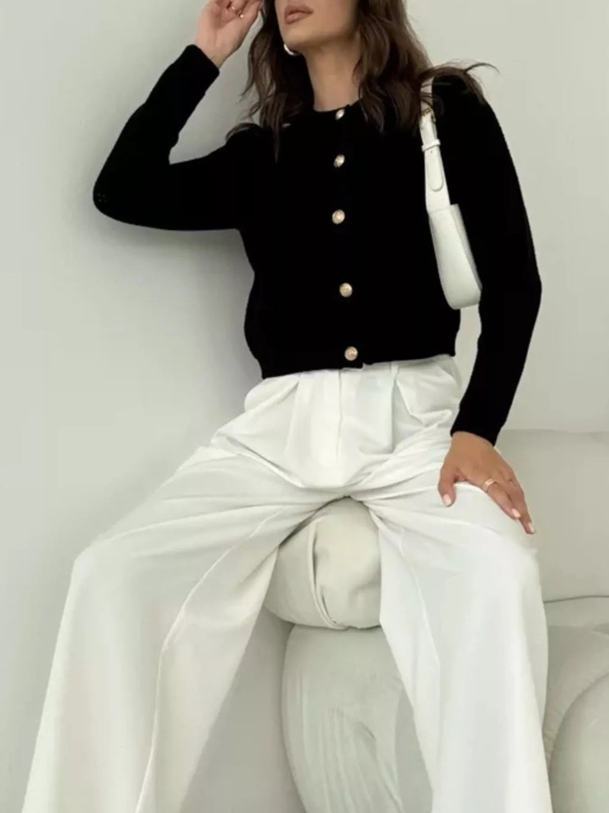 Button Up Texture Knit Cardigan, view 16