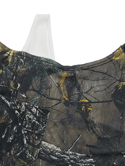 Asymmetrical Neck Printed Long Sleeve Top - Fashorio