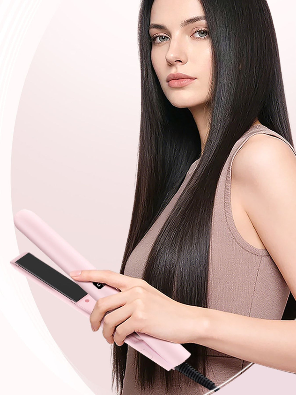 Hair straightener heated plates close up
