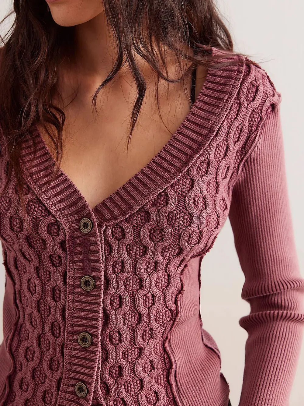 V-Neck Button Up Cropped Cardigan - Fashorio