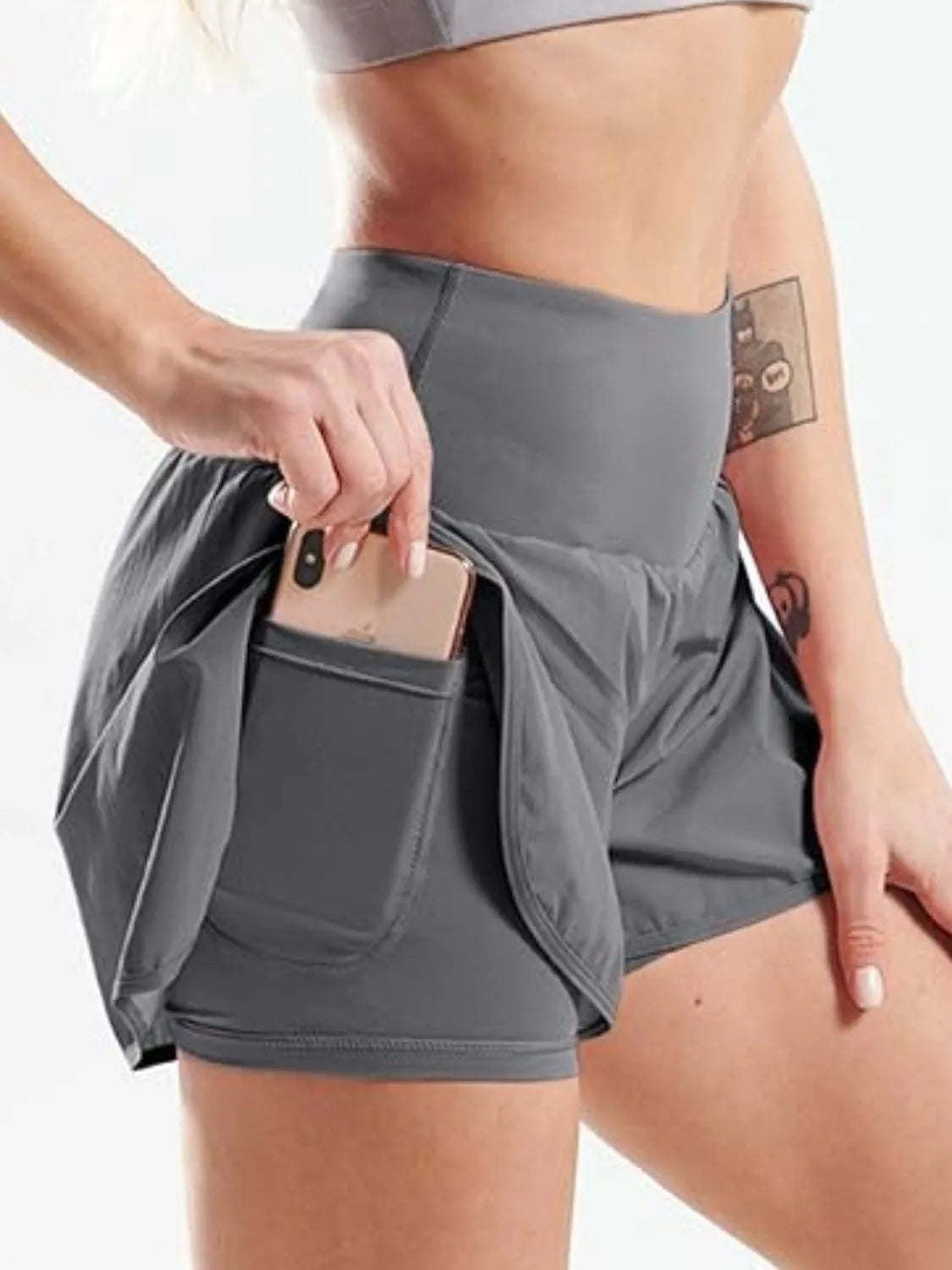 Pocketed High Waist Active Shorts - Fashorio