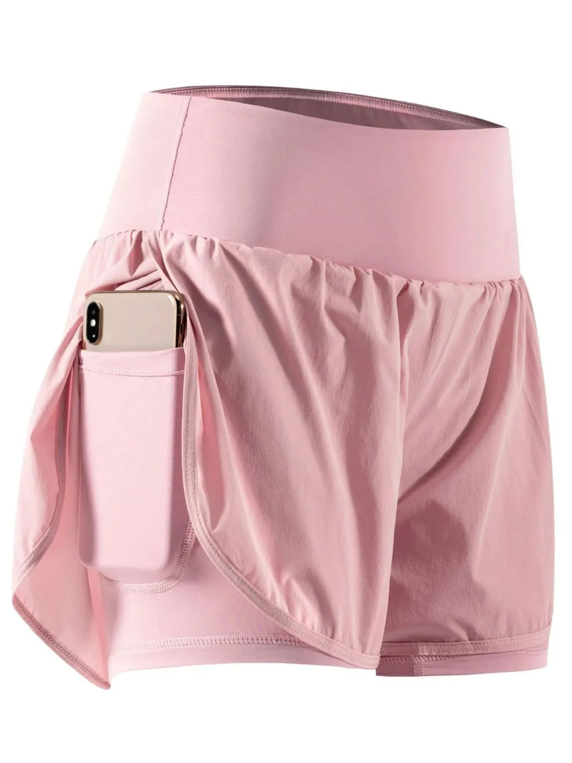 Pocketed High Waist Active Shorts Blush Pink - Fashorio