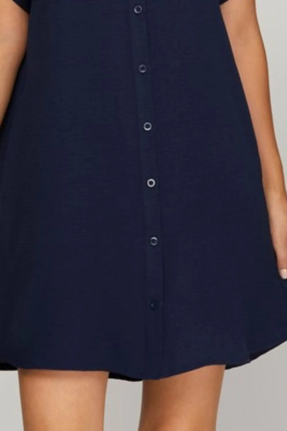Button Down Short Sleeve Woven Shirt Dress back view