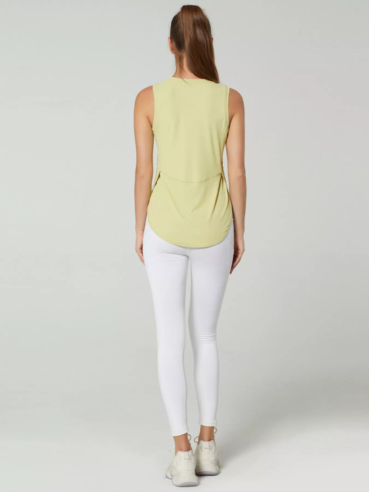 Ribbed tank worn with bike shorts for training