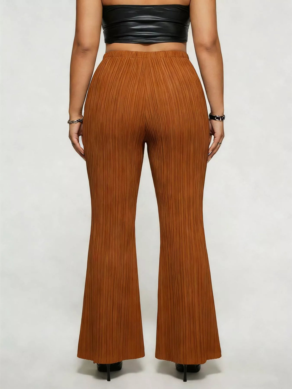 Plus size high waist flare pants, detail view