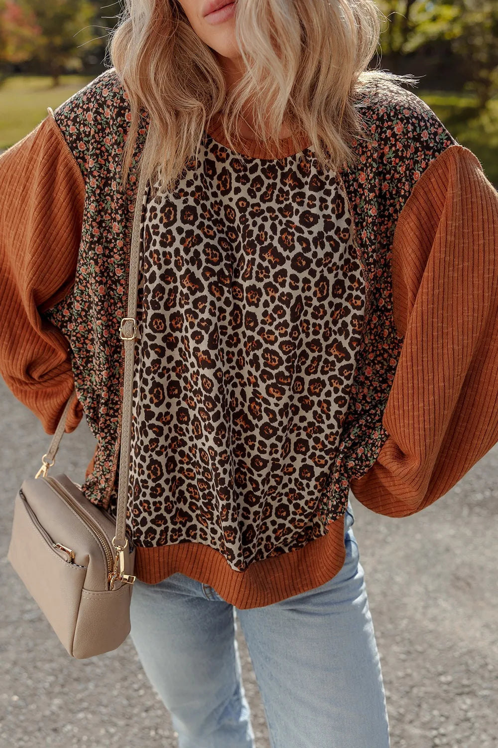 Leopard Print Long Sleeve Sweatshirt - Fashorio