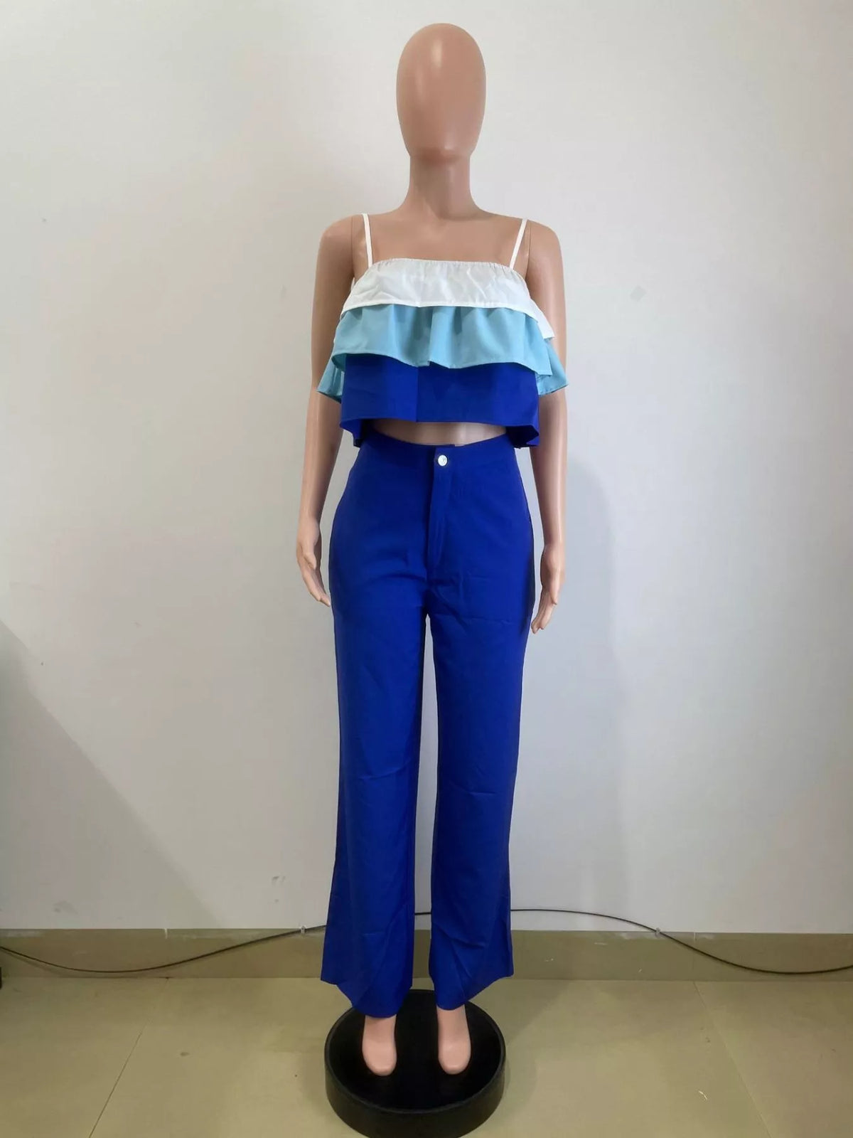 Layered Ruffle Crop Top and Pants Set, view 6