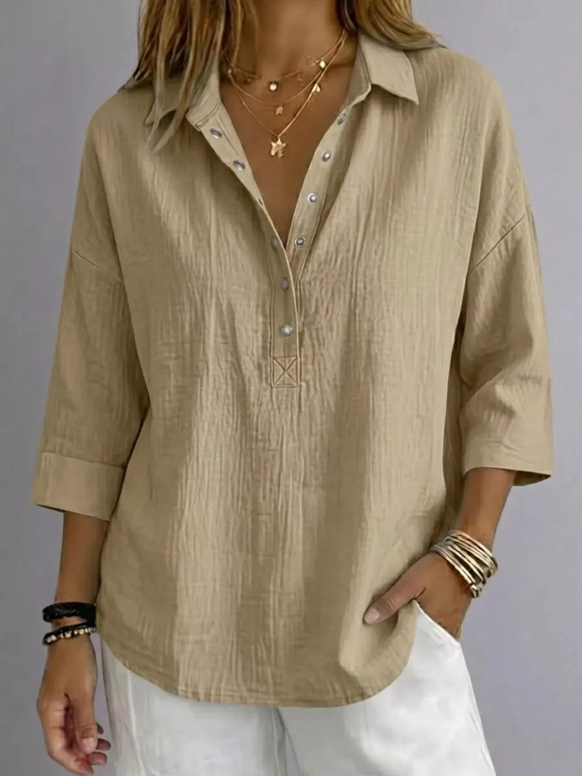 Blouse shown in a bright red colourway
