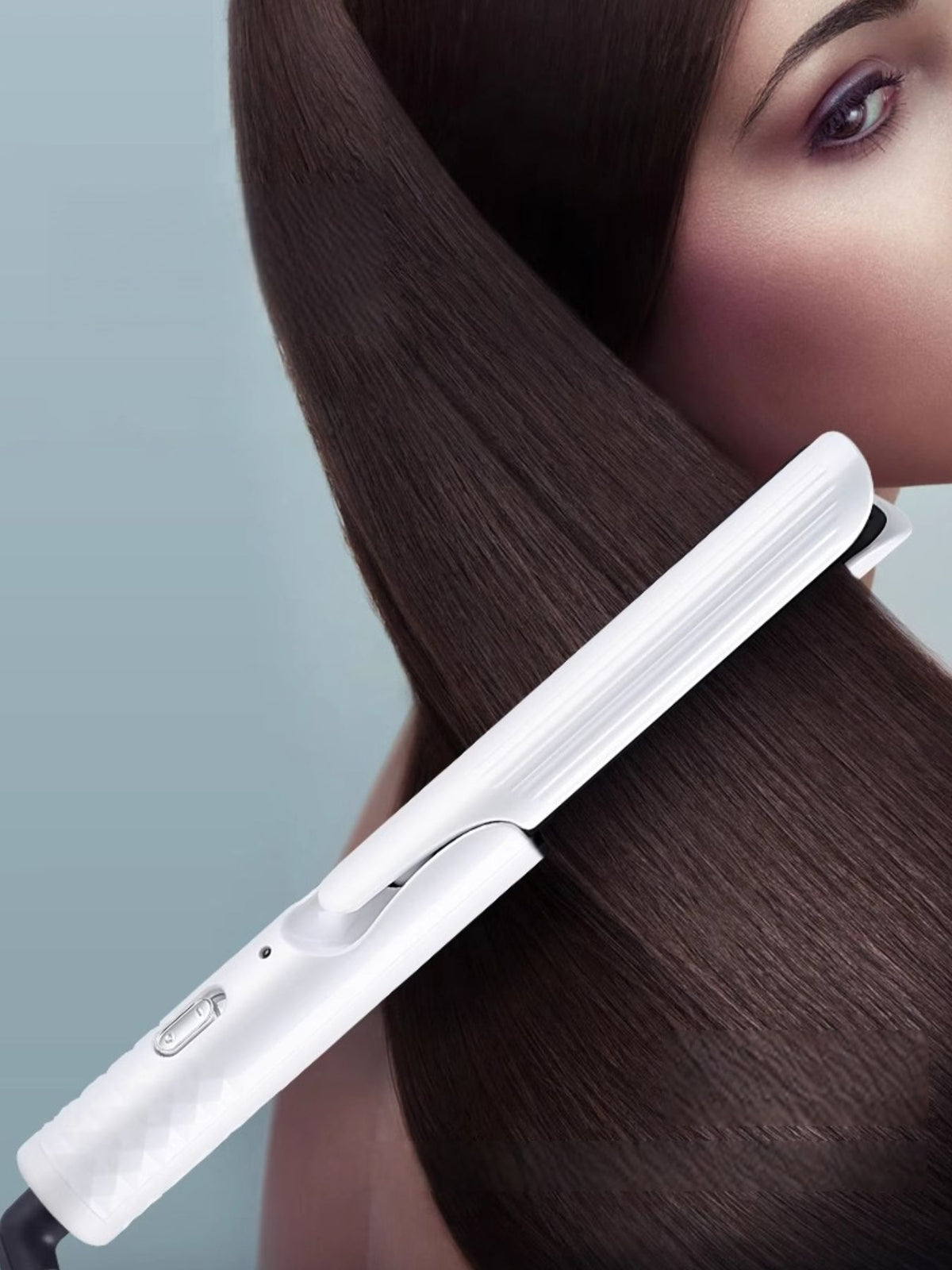 Fast heating curling iron side view