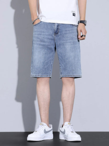 Men's Casual Pocketed Denim Shorts Light Blue - Fashorio