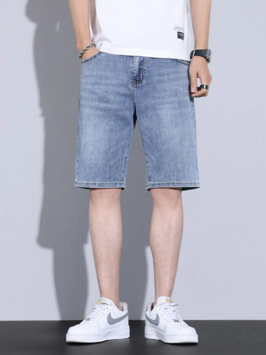 Men's Casual Pocketed Denim Shorts Light Blue - Fashorio