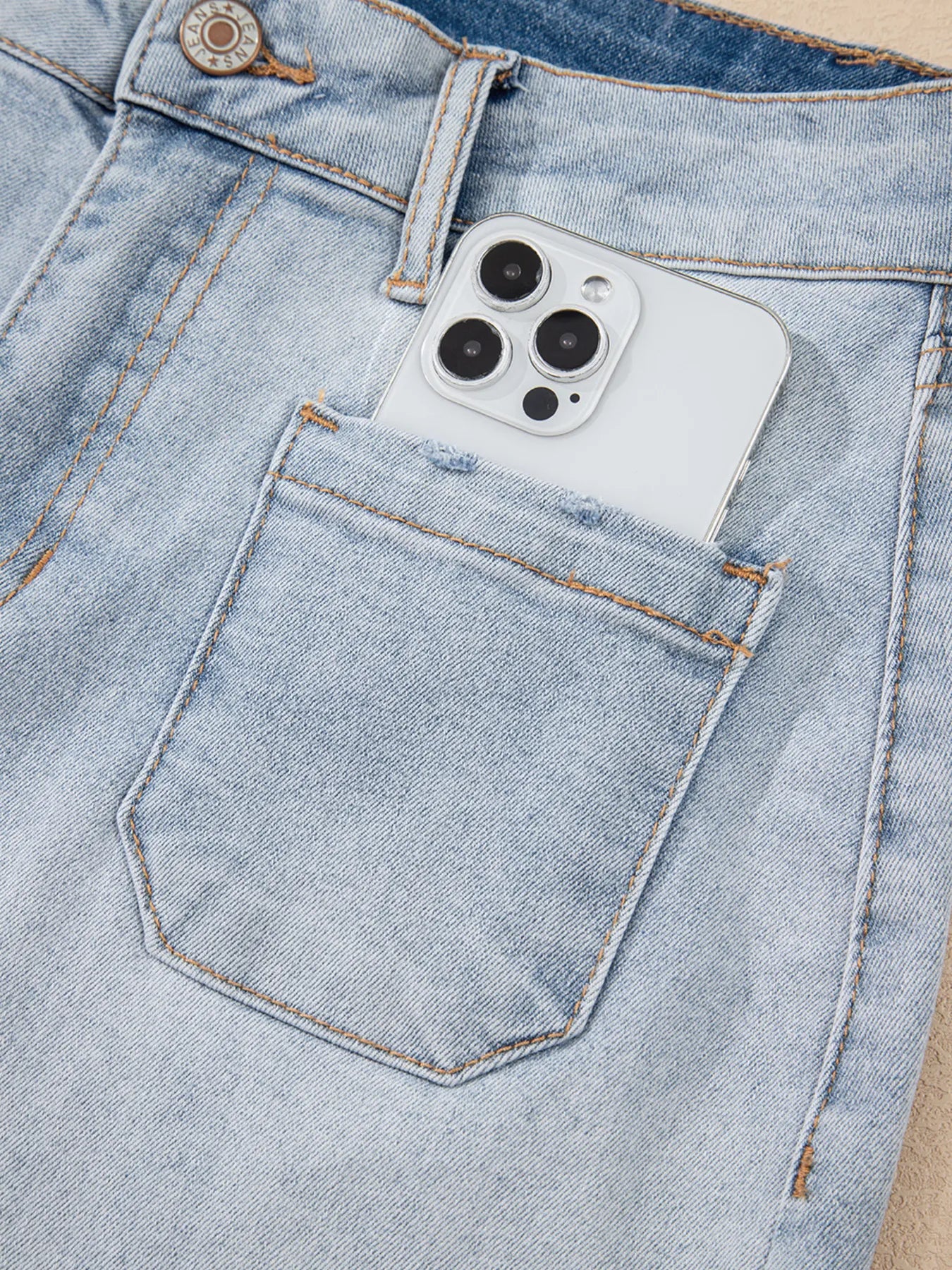 Wash High Rise Denim Shorts - Fashorio