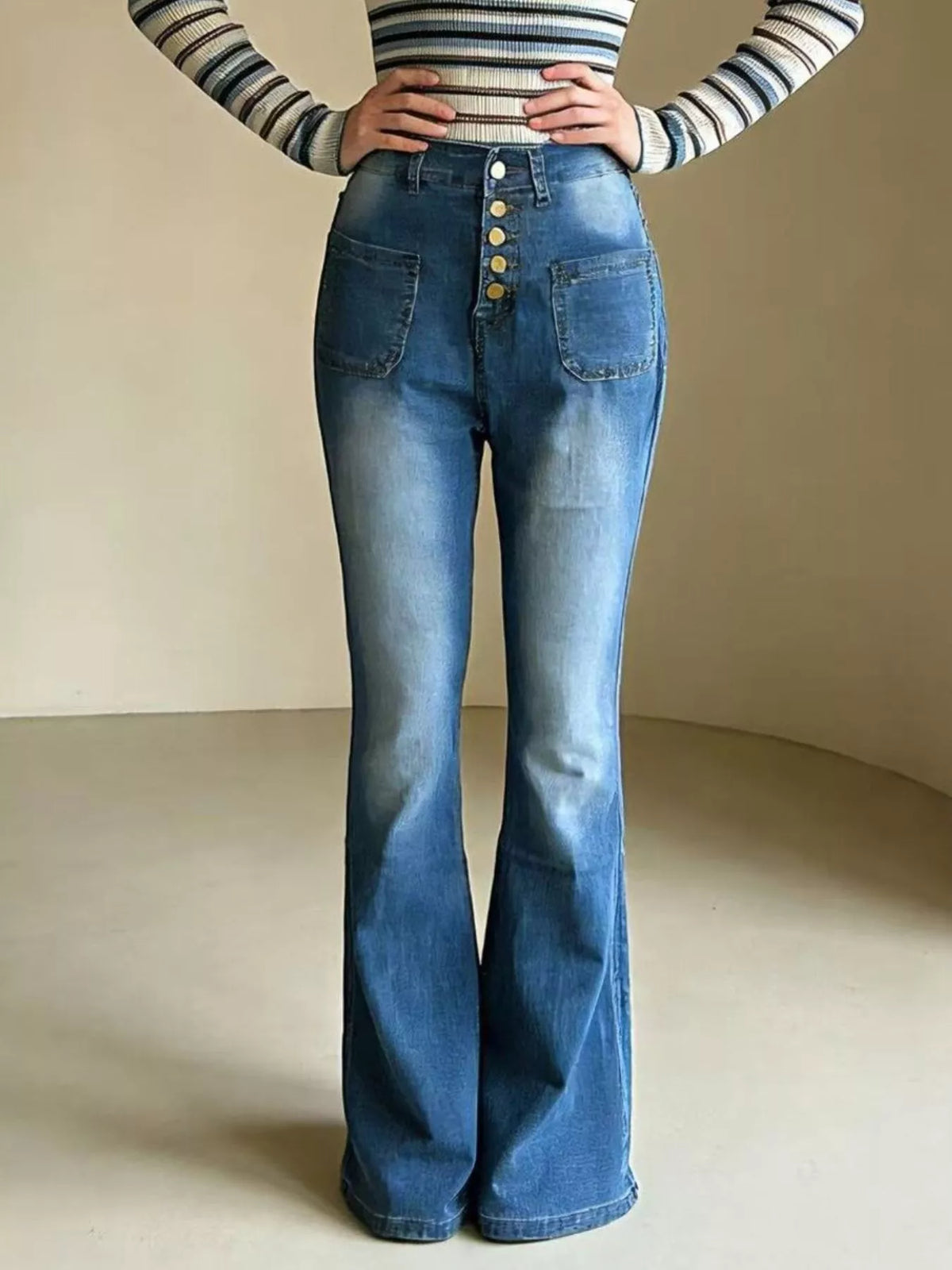 High waist flare jeans full length
