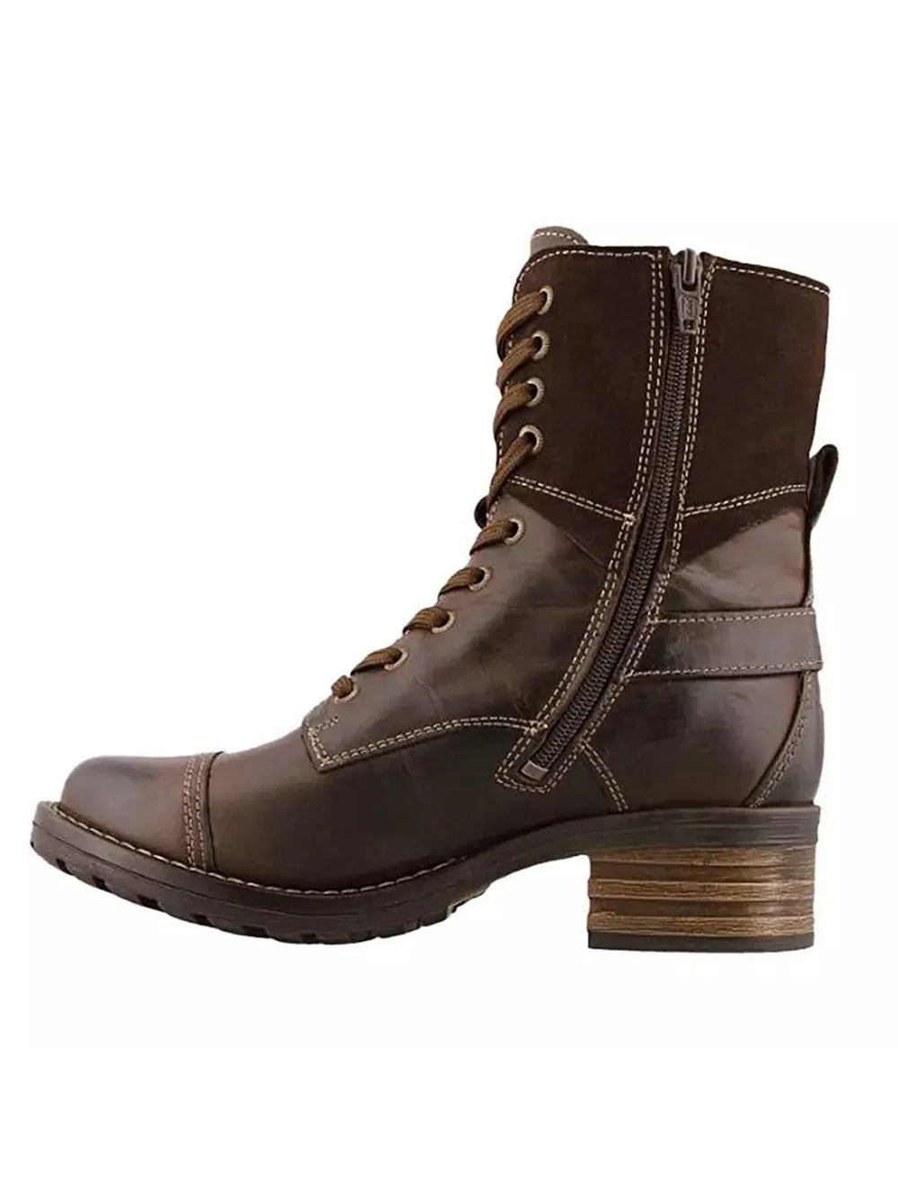 Lace Up Block Heel Ankle Boots angled three quarter view