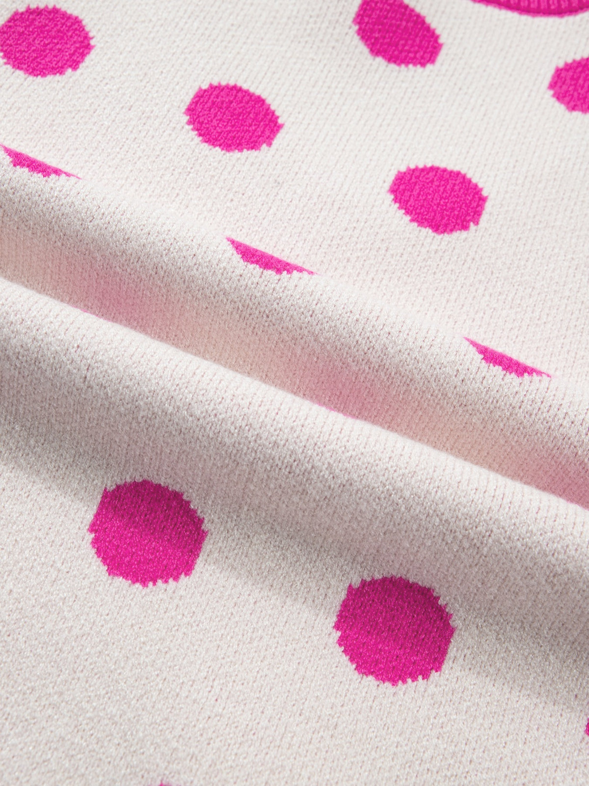 Polka Dot Puff Short Sleeve Sweater Top, view 10