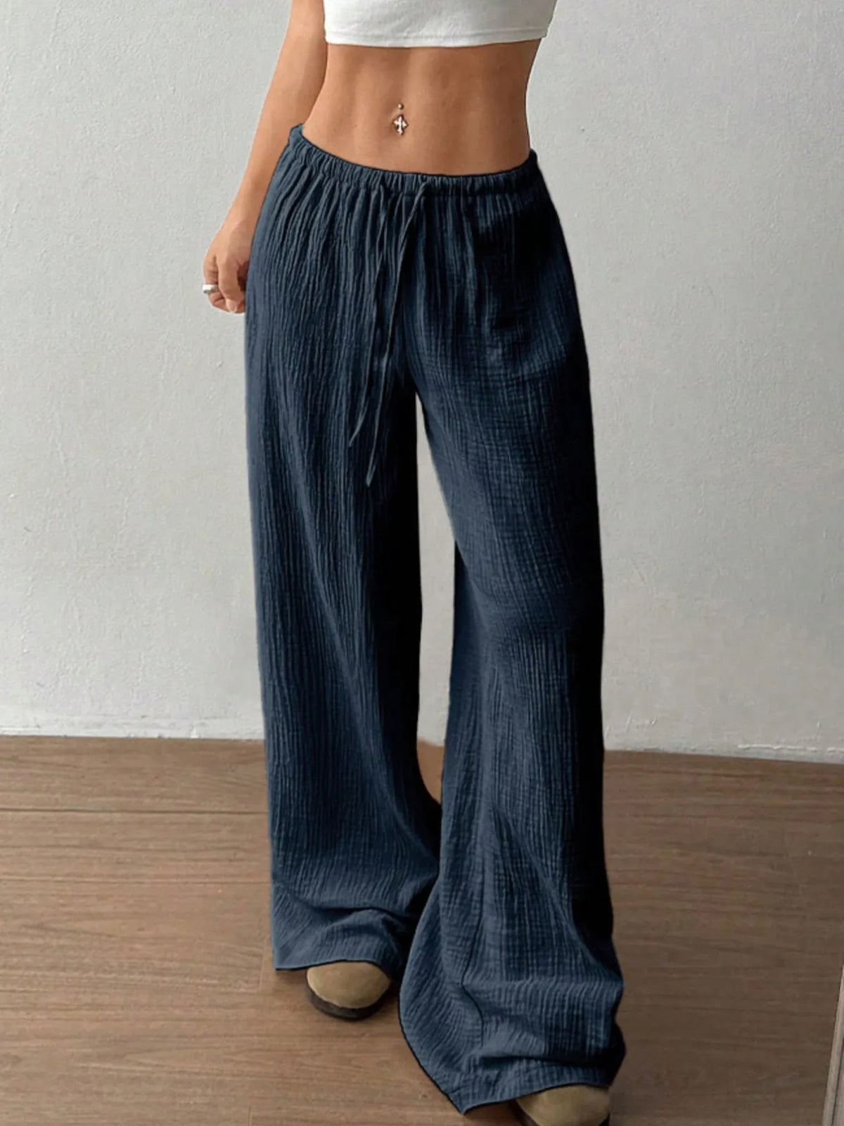 Wide Leg Casual Pants with Stretch, view 16