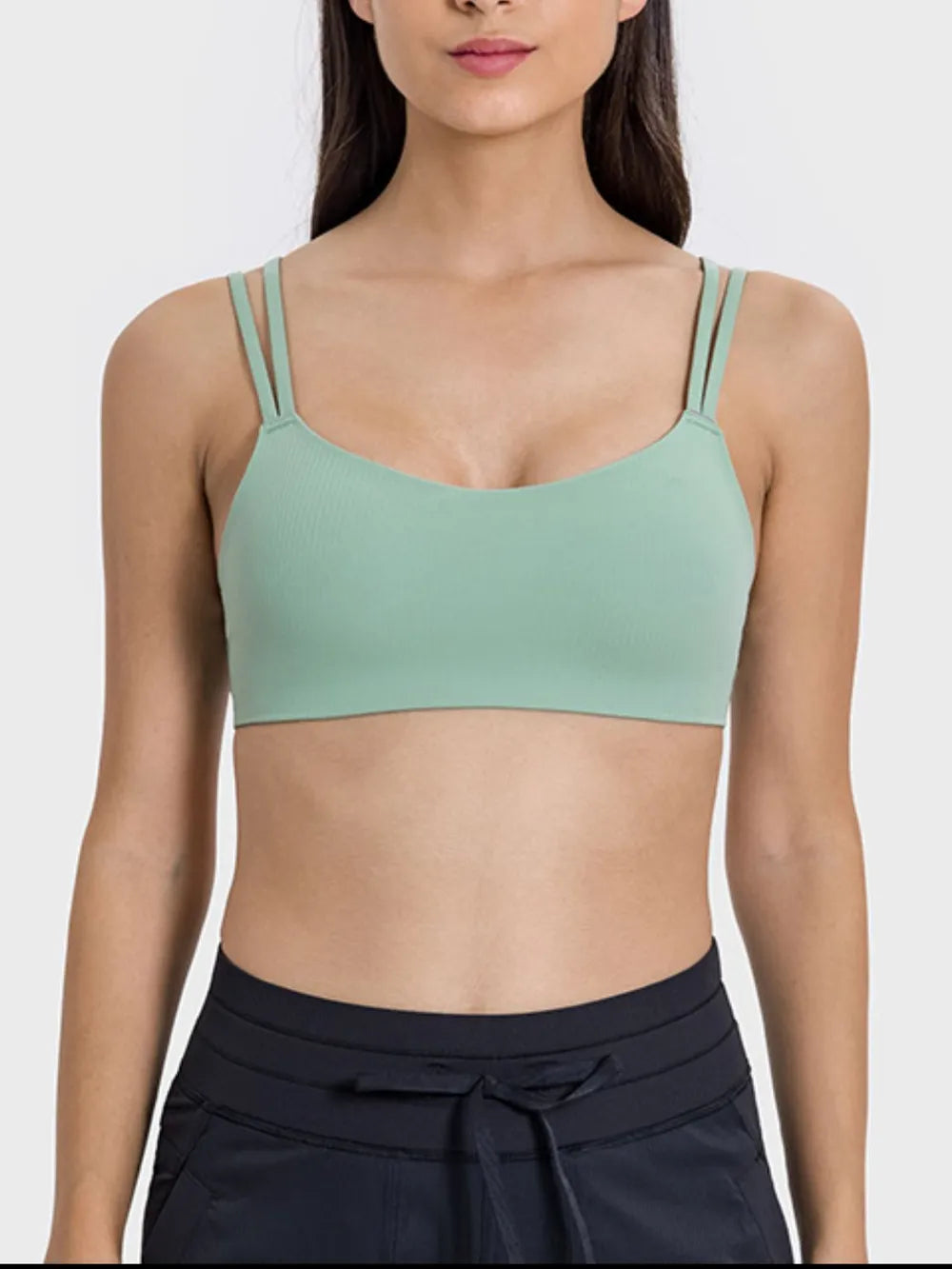 Millennia Scoop Neck Double Strap Active Cami Gum Leaf - Fashorio