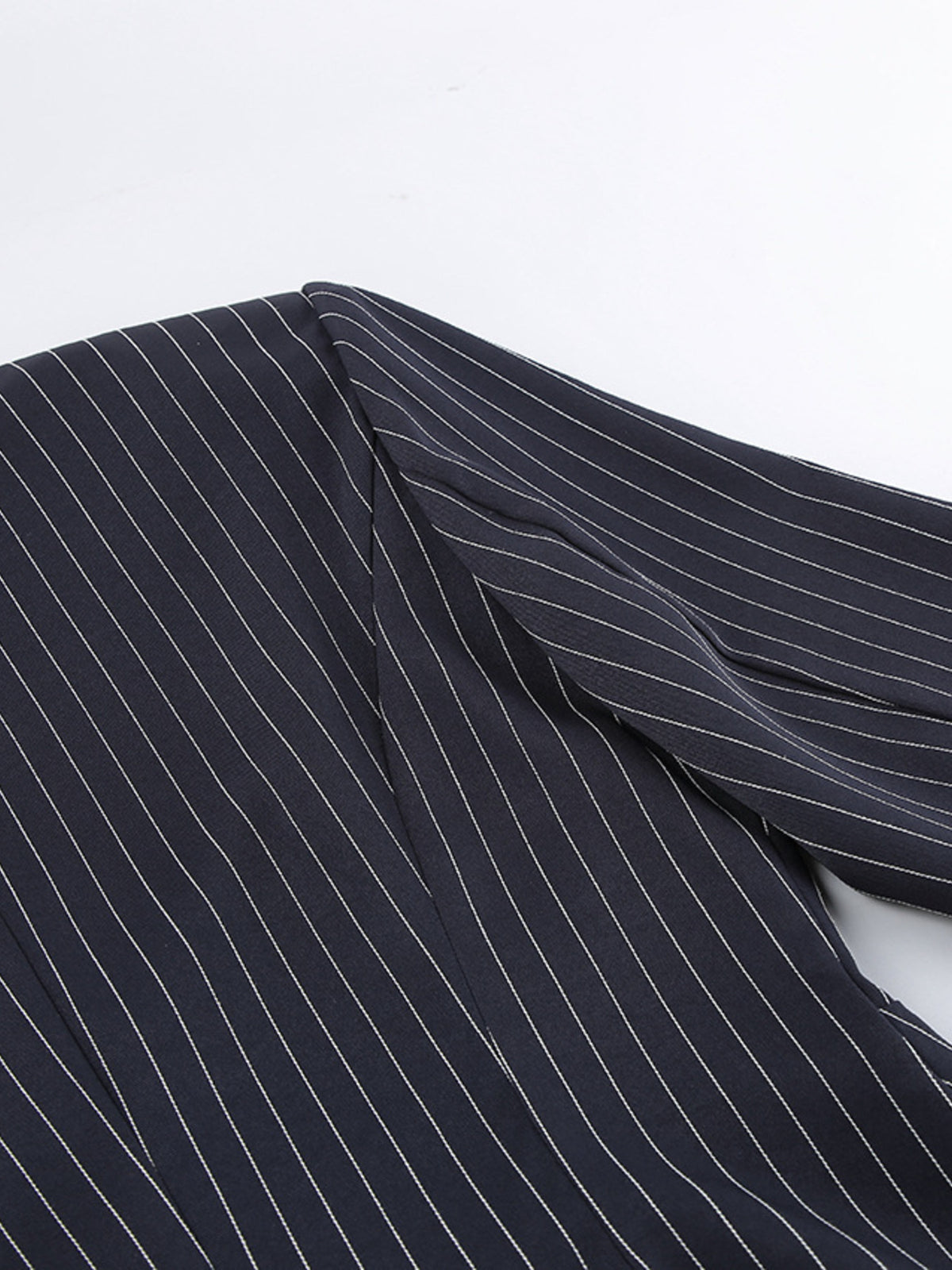 Striped blazer set detail view