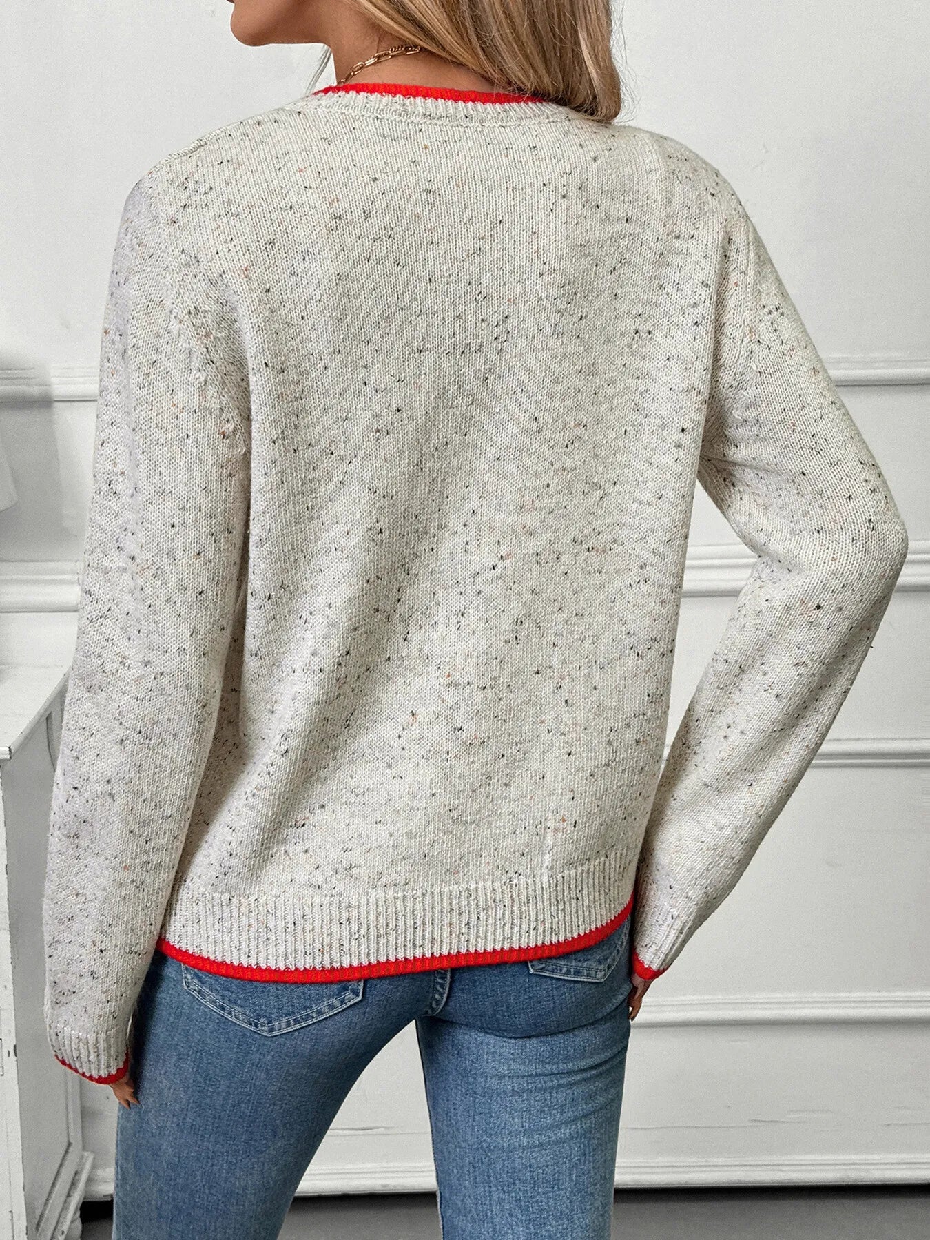 Contrast Trim Button Up Long Sleeve Cardigan - Fashorio