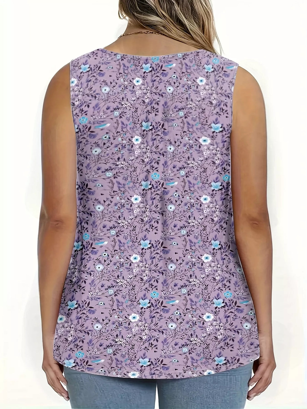 Floral print tank top in rose red