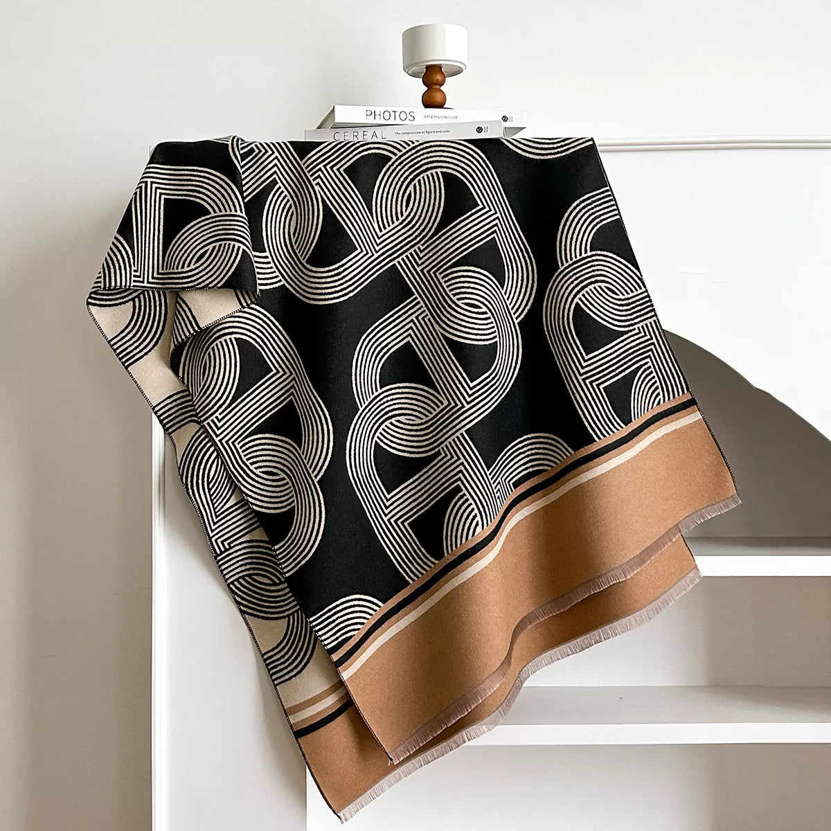 Close view of the geometric print