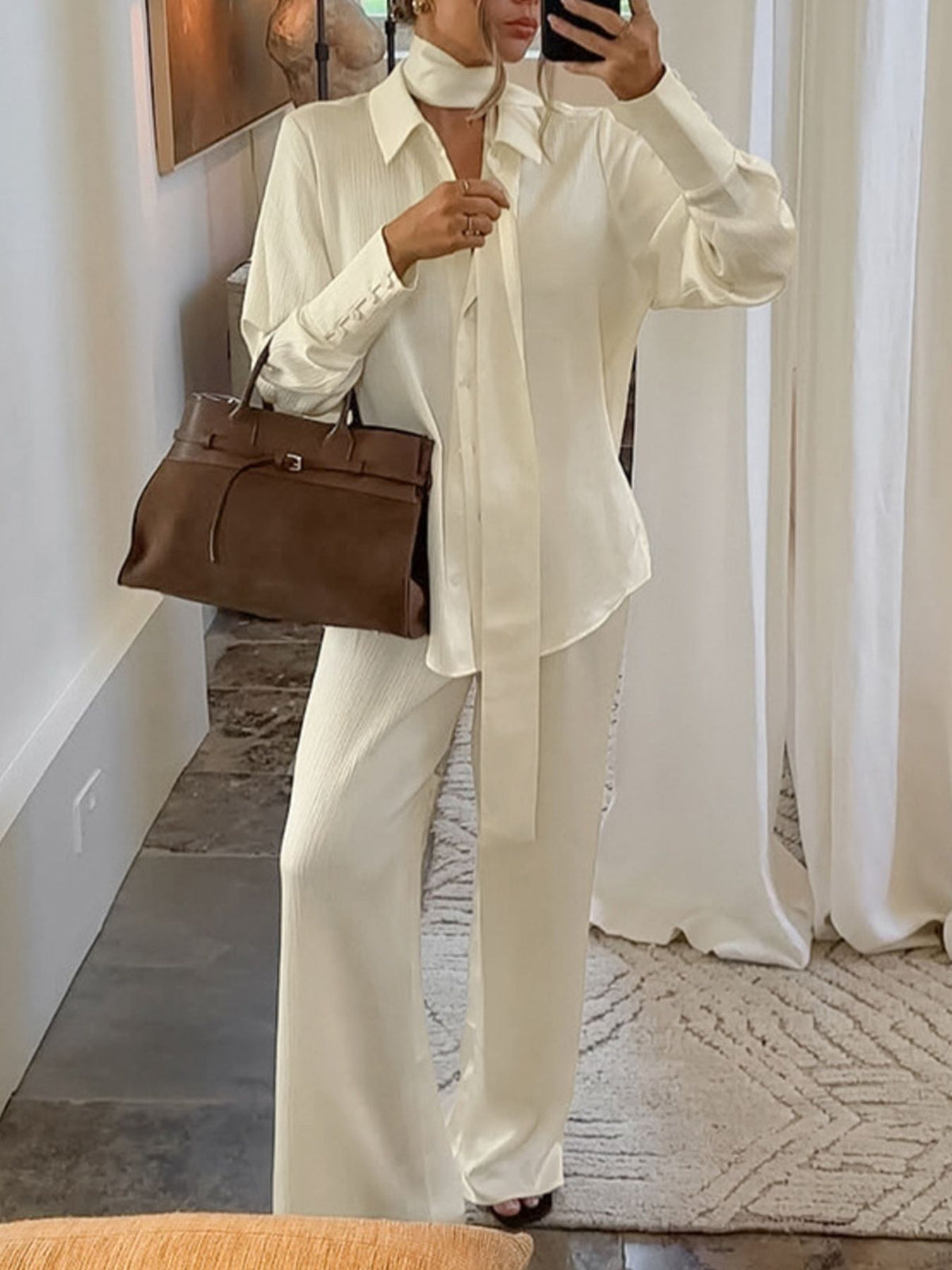 Wide leg pants flowing drape