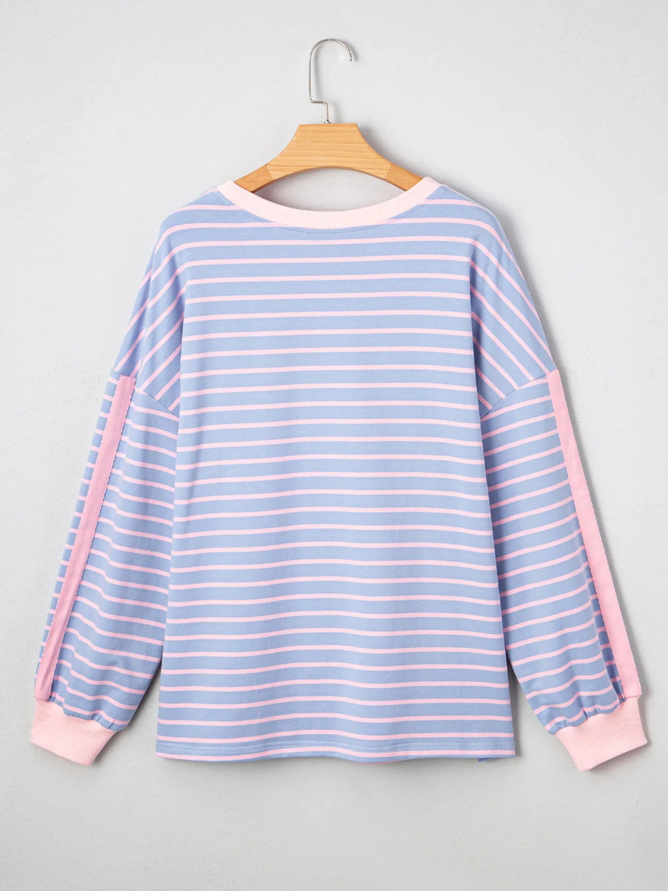 Stripe Oversize Contrast Trim Drop Shoulder Sweatshirt - Fashorio