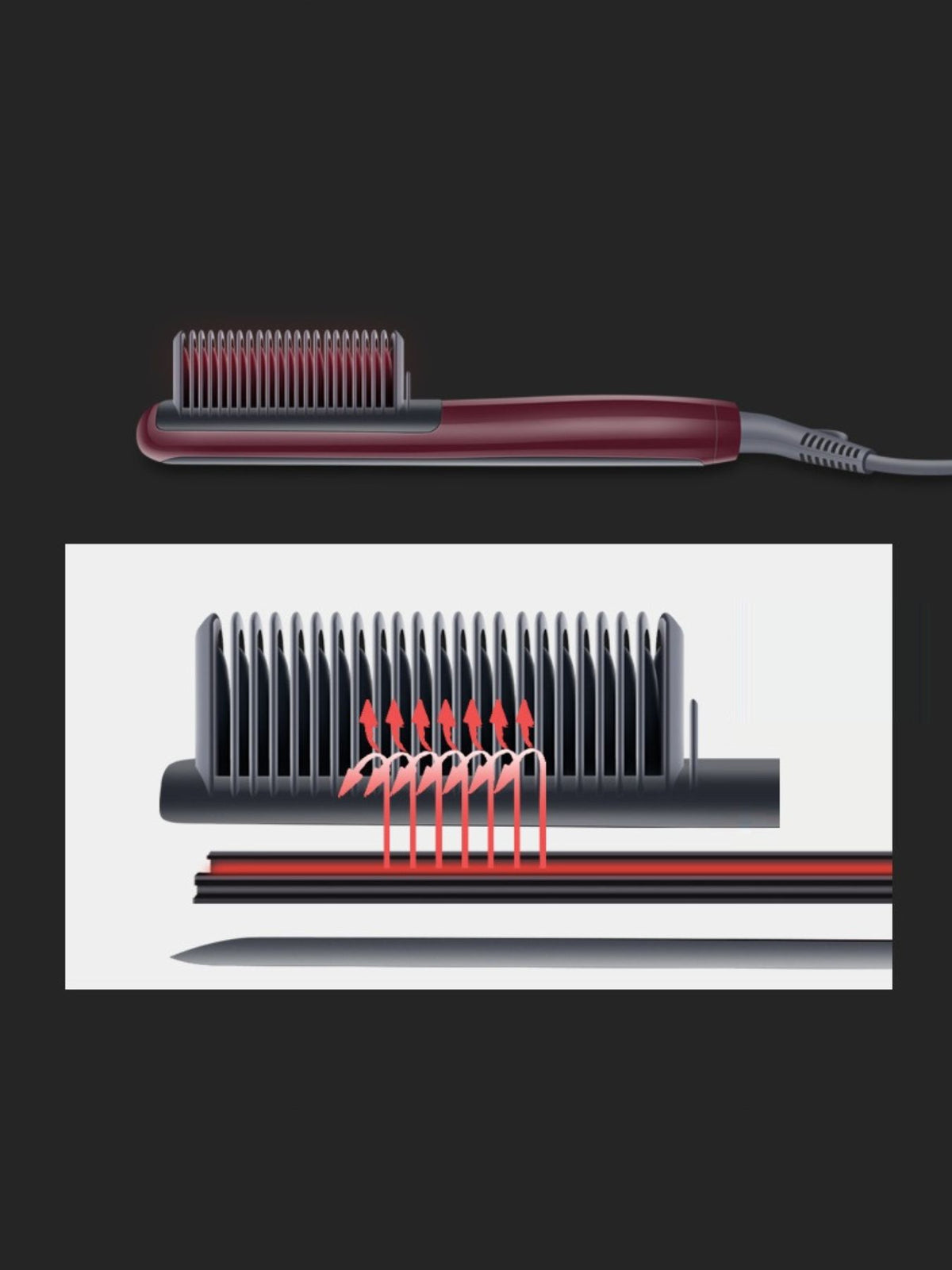 Heated comb with power cord