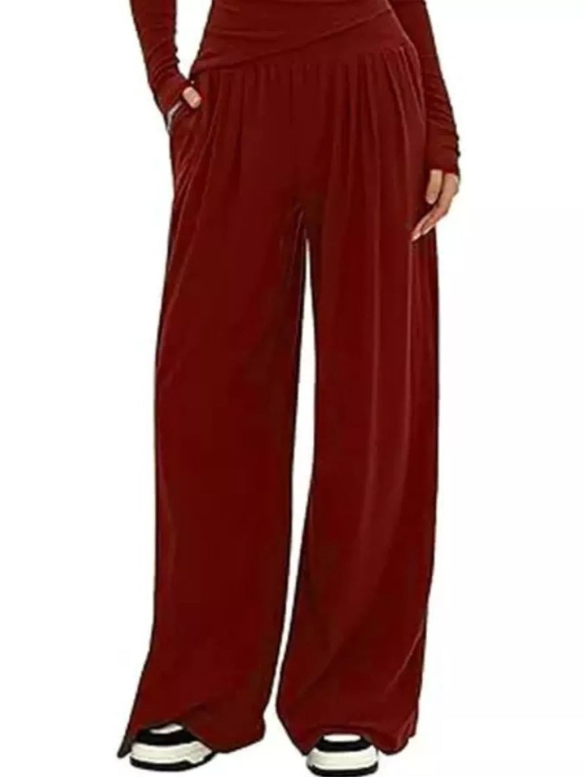 Casual Long Sleeve Top and Wide Leg Pants Set, view 19