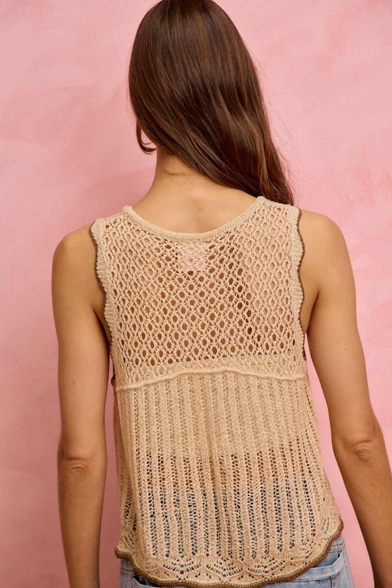 SO ME Crochet Lace Lightweight Sweater Vest, view 12