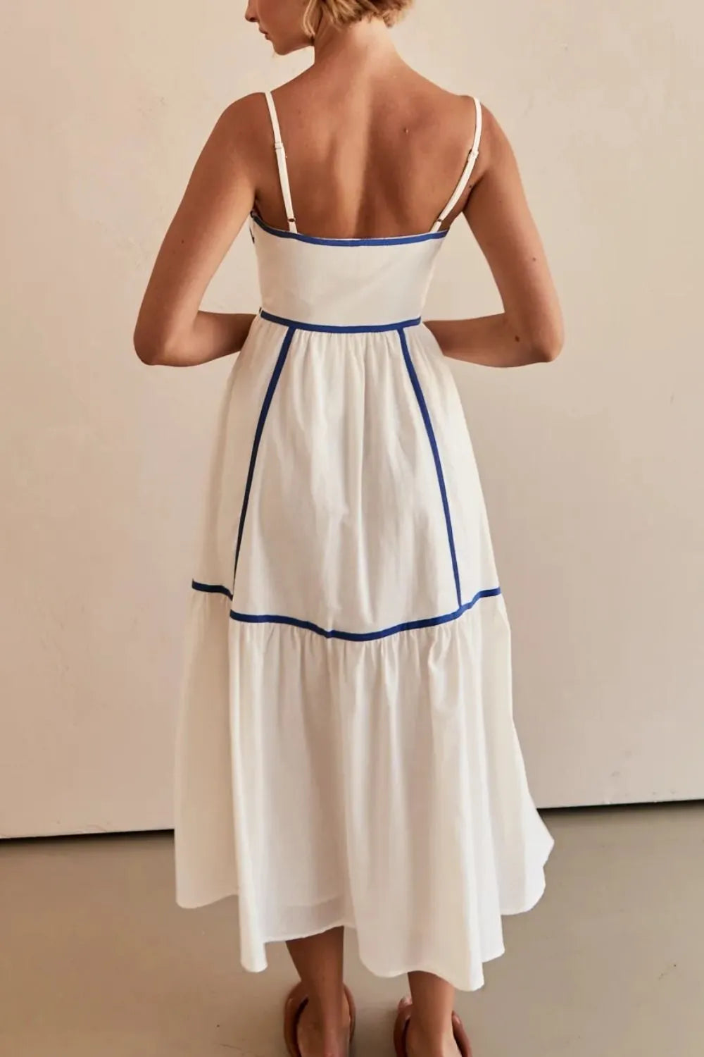 White contrast trim dress back view