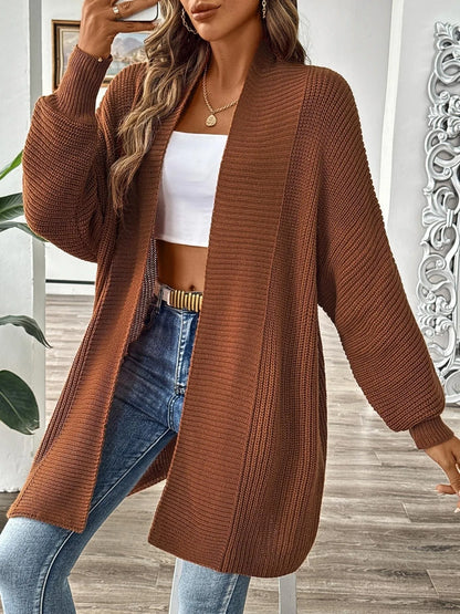 Oversized Knit Open Front Cardigan - Fashorio