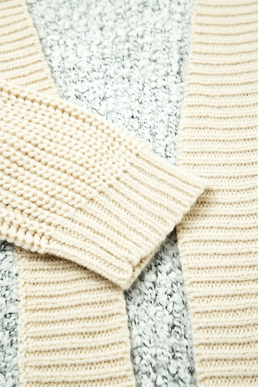 Color Block Side Pockets Open Front Cardigan - Fashorio