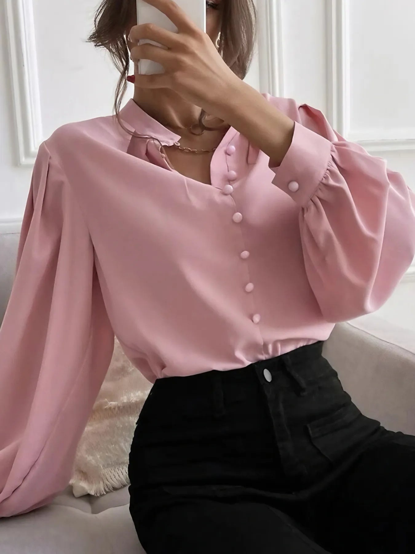 Button Up Long Sleeve Shirt - Fashorio