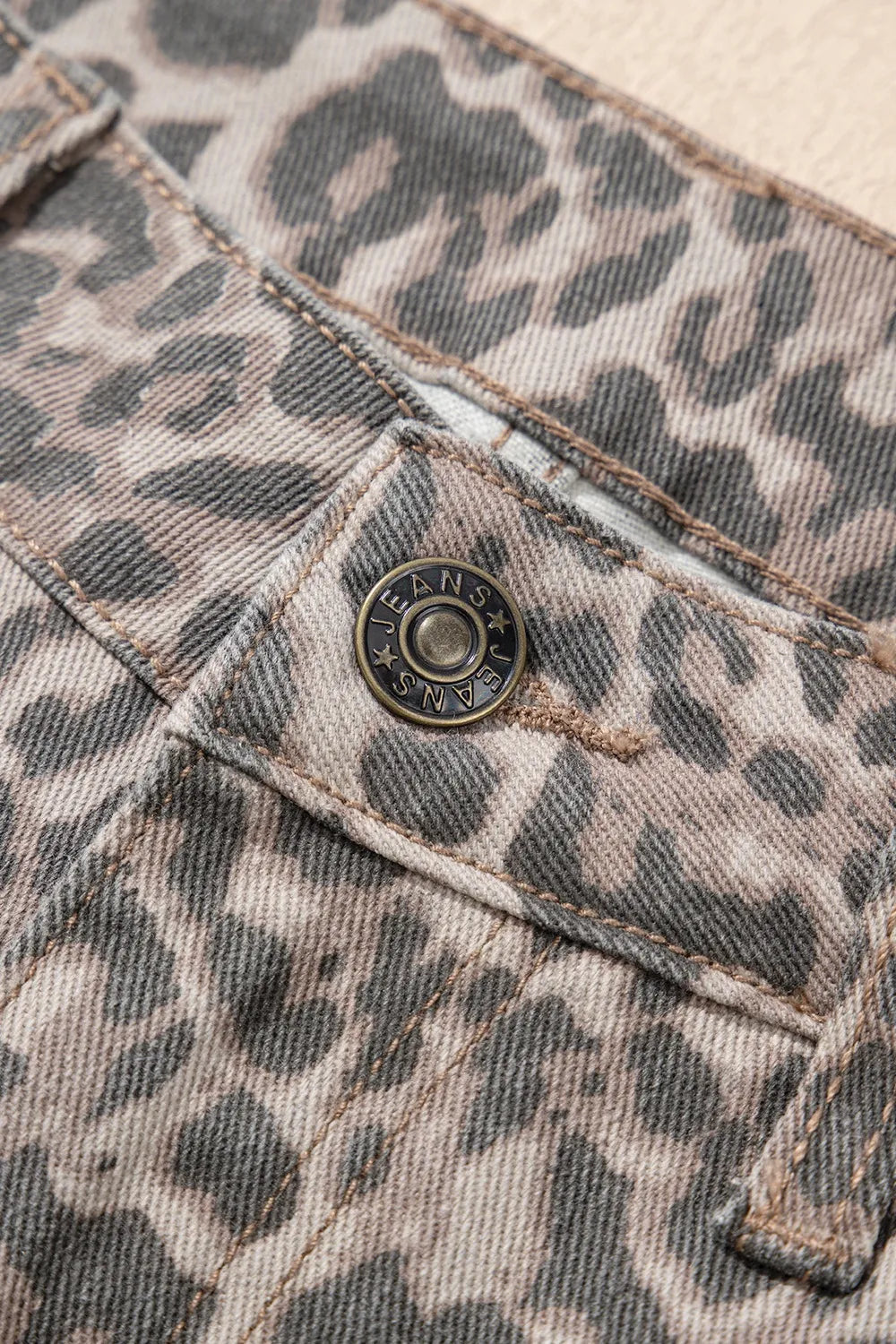 Leopard Frayed Edge Wide Leg Jeans, view 8