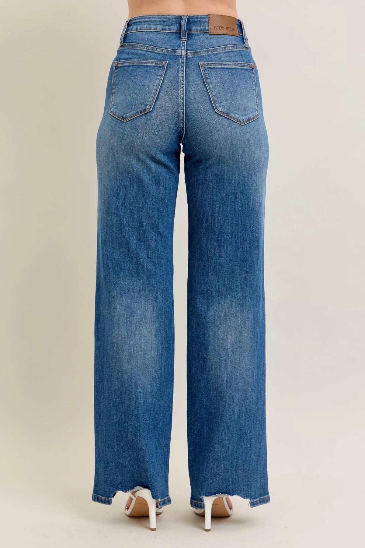 Judy Blue High Rise Distressed Wide Leg Jeans, view 7
