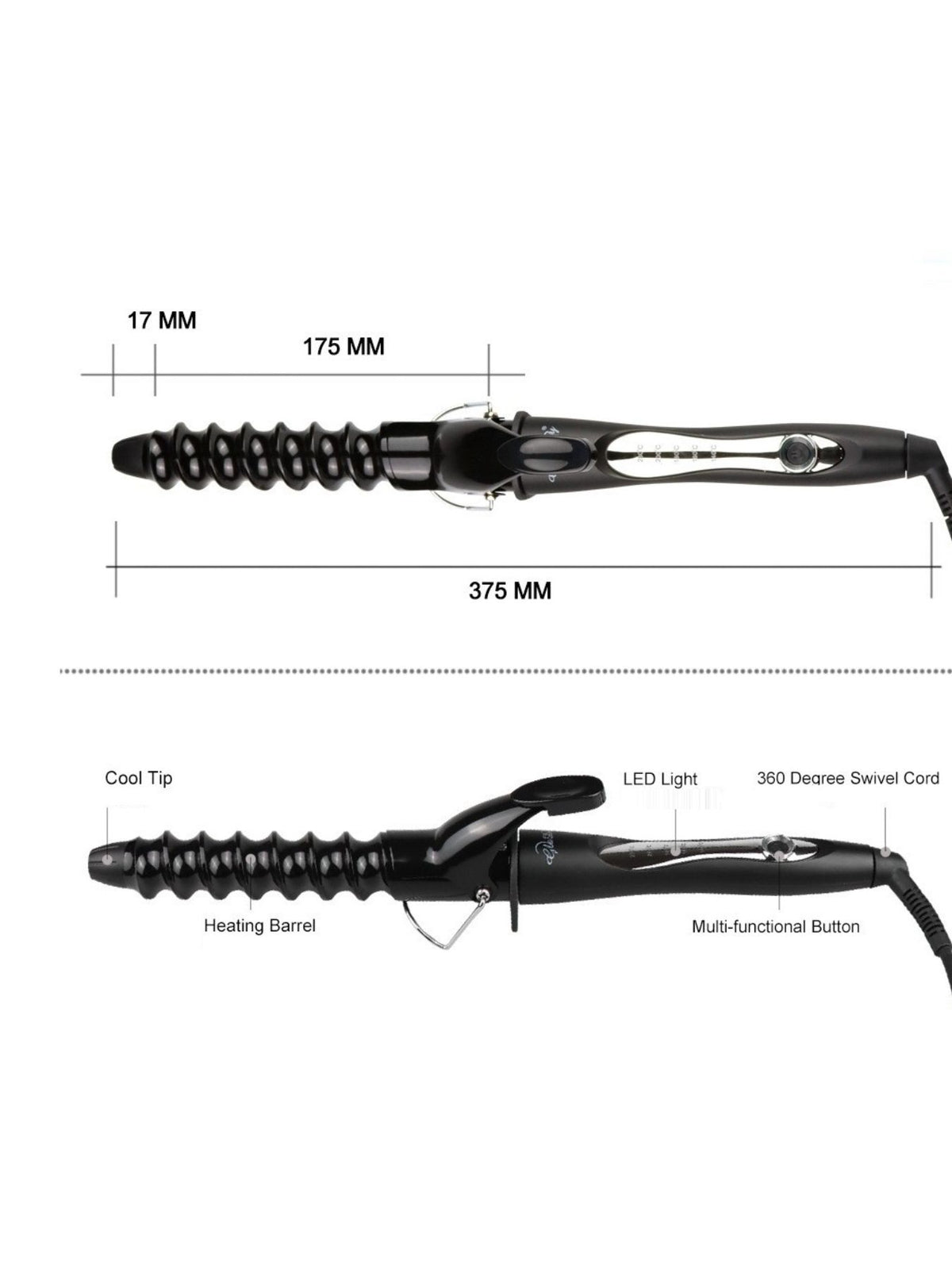 Temperature control curling iron lifestyle shot